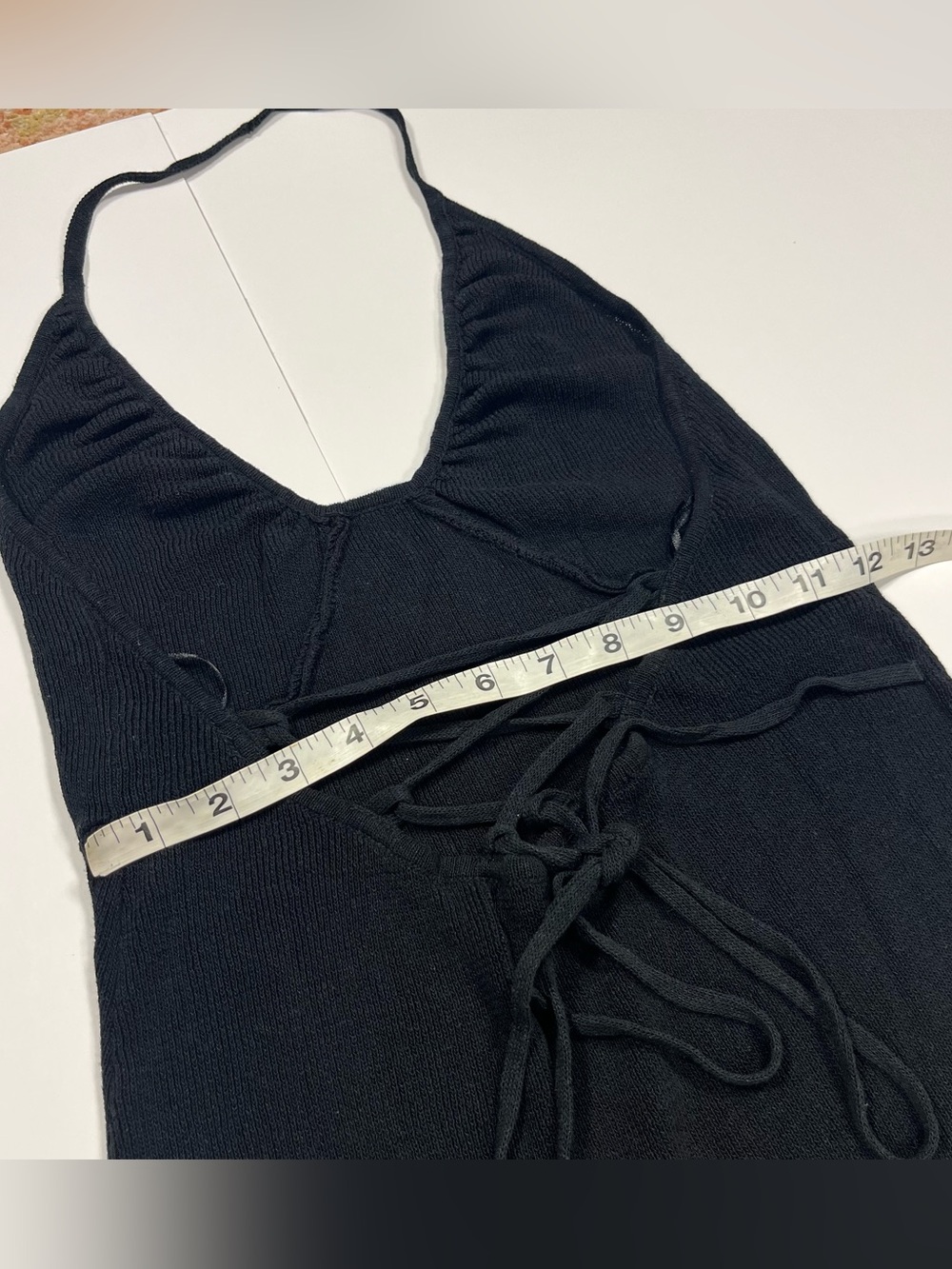 FP Beach Black Knit Halter Maxi Dress Open Back Size Medium - Picture 9 of 10